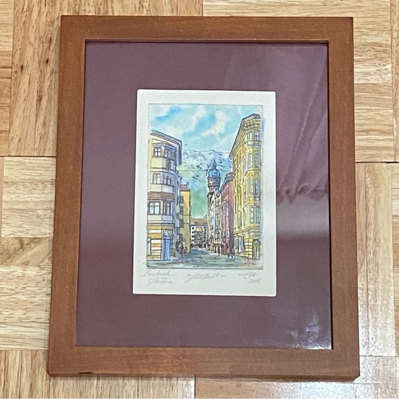 2 Watercolor Painting Framed Artwork Innsbruck Austria & St. Paul’s Cathedral - Picture 3 of 16